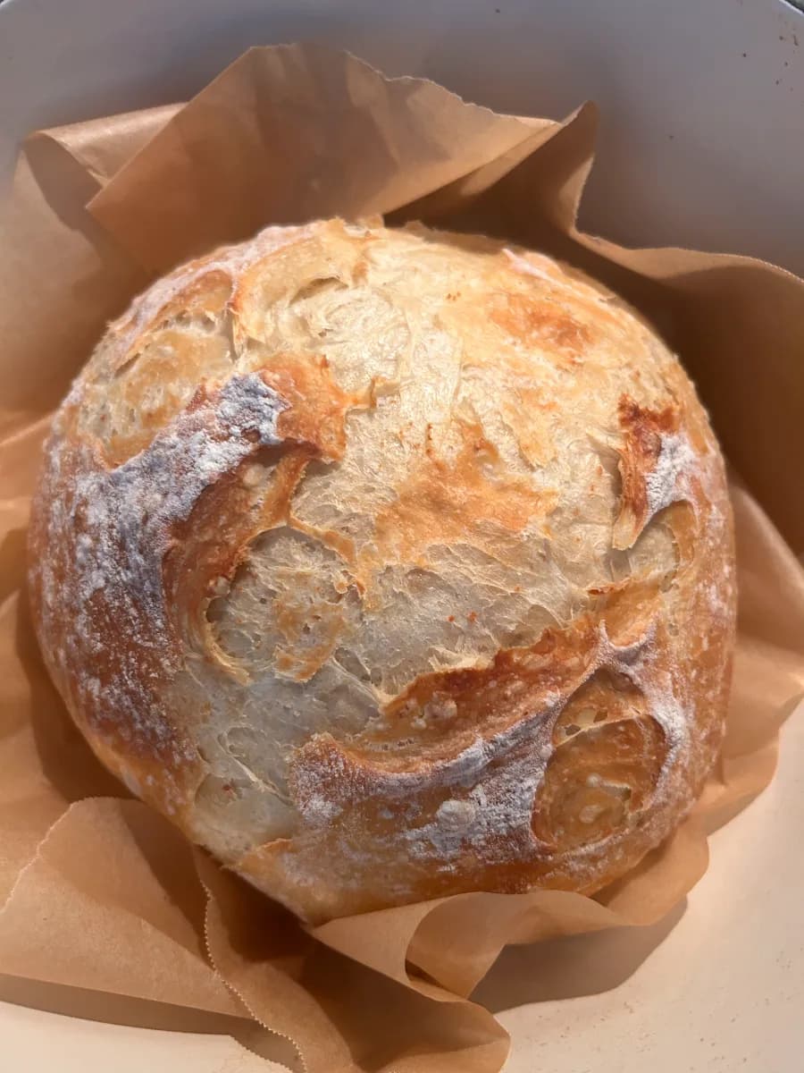 A loaf of bread just out of the oven